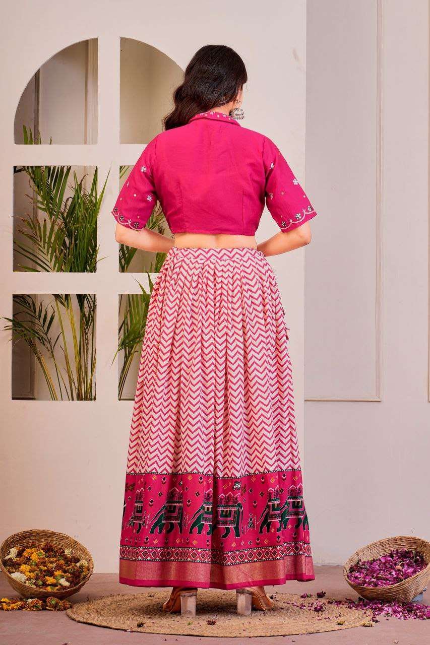 Women's Tussar Silk Patola Print Lehenga Choli Set with Foil Work - Image 28